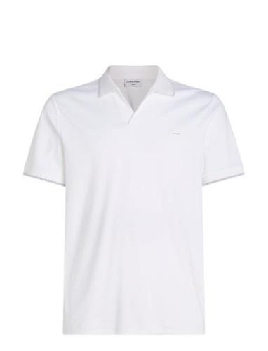 Calvin Klein Smooth Cotton Open Placket Polo Vit