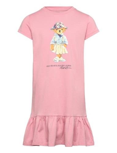 Ralph Lauren Kids Polo Bear Cotton Jersey Tee Dress Rosa