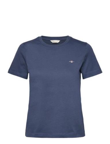 Reg Shield Ss T-Shirt Tops T-shirts & Tops Short-sleeved Blue GANT