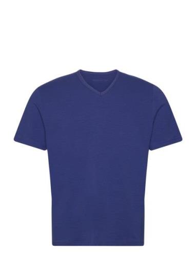 Sloggi Men Go Shirt V-Neck Regular Tops T-shirts Short-sleeved Blue Sl...