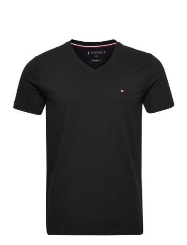 Core Stretch Slim V-Neck Tee Tops T-shirts Short-sleeved Black Tommy H...