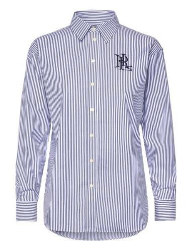 Lauren Ralph Lauren Relaxed Fit Striped Stretch Cotton Shirt Blå