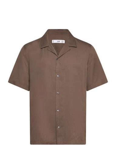 Mango Regular-Fit Shirt With Bowling Neck Brun