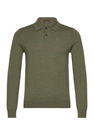 Merino Polo Shirt Tops Polos Long-sleeved Khaki Green Morris