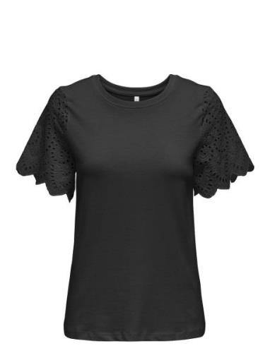 ONLY Onlebba Life S/S Lace Top Jrs Svart