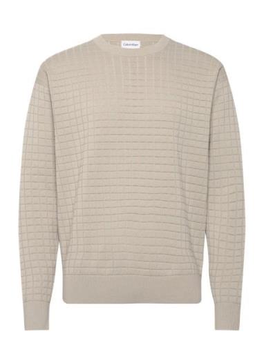 Calvin Klein Check Pattern Sweater Beige