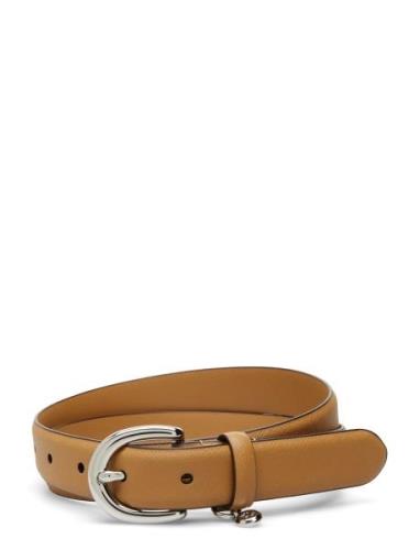 Lauren Ralph Lauren Charm Crosshatch Leather Belt Beige