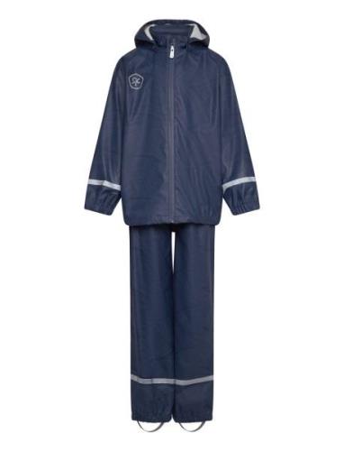 Rain Set - Aop - Pu Outerwear Rainwear Rainwear Sets Blue Color Kids