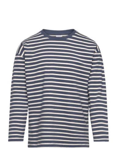 Lindex Top Ls Essentials Stripe Marinblå