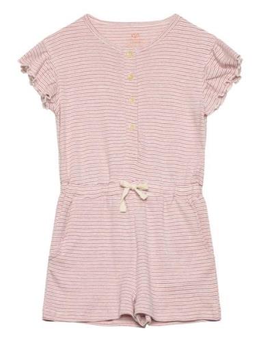 Striped Jumpsuit With Ruffles Jumpsuit Pink Copenhagen Colors