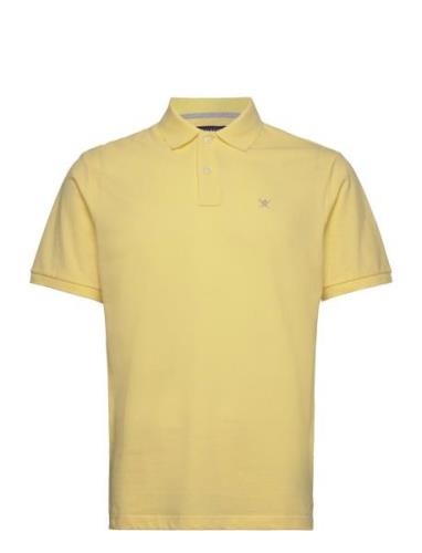 Slim Fit Logo Tops Polos Short-sleeved Yellow Hackett London