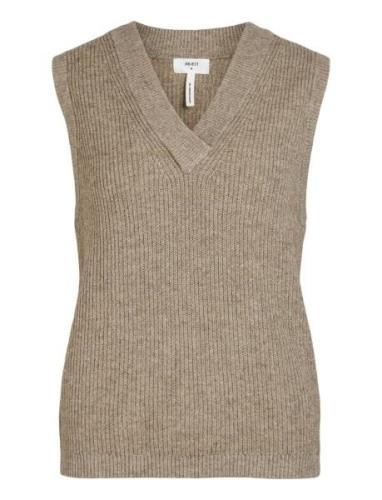 Object Objmalena S/L Knit Waistcoat Noos Beige