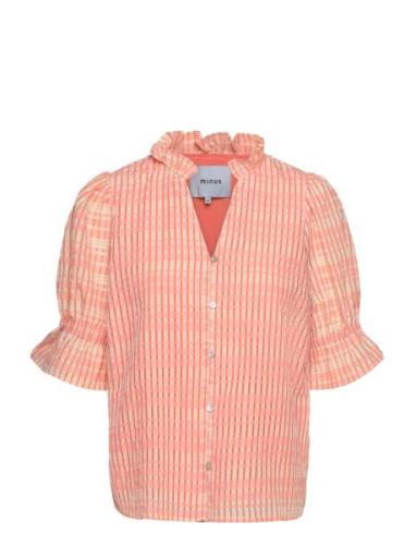 Vendia Bluse Tops Blouses Short-sleeved Orange Minus