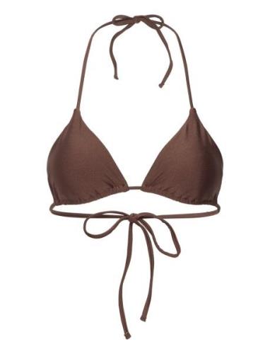 Gina Tricot Highshine Triangle Bikini Top Brun