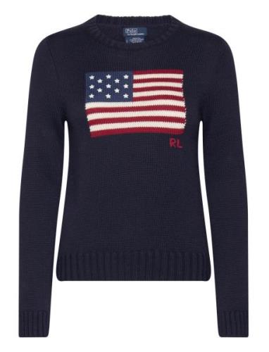 Polo Ralph Lauren Flag Cotton Crewneck Sweater Marinblå