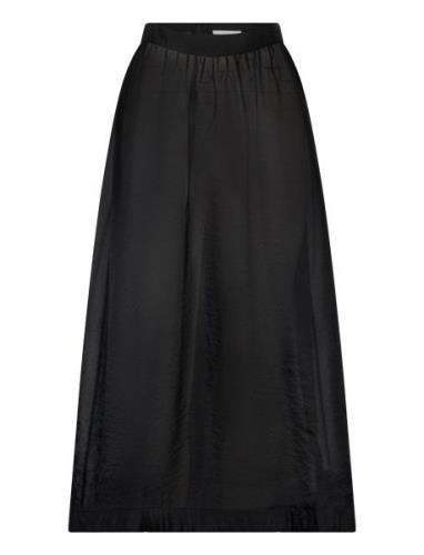 Malina Hayden Pleated Wide Organza Midi Skirt Svart