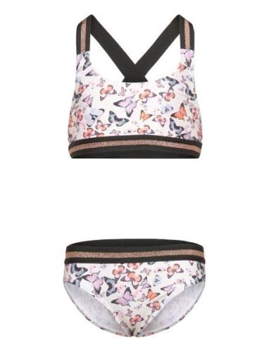 Bikini W. Contrast Straps, Aop Bikini Multi/patterned Color Kids