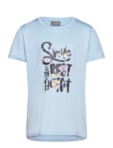 T-Shirt W. Print -S/S, Girl Tops T-shirts Short-sleeved Blue Color Kid...