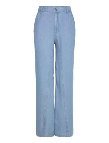 Mango Wideleg Lyocell Trousers Blå