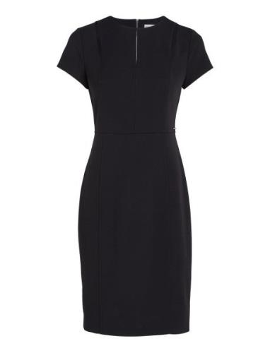 Calvin Klein Scuba Crepe Ss Cut Out Dress Svart