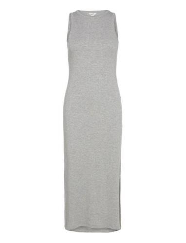 Objjamie S/L Long Dress Noos Knälång Klänning Grey Object