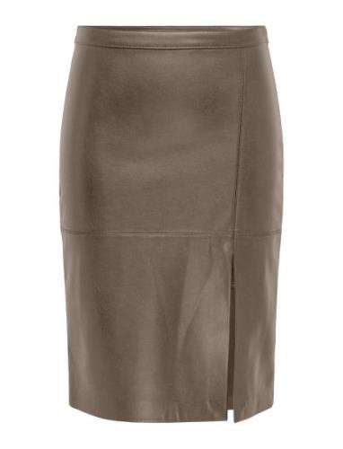 ONLY Onlnewoline Faux Leather Skirt Cc Otw Brun