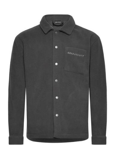 Lyle & Scott Embroidered Fleece Overshirt Grå