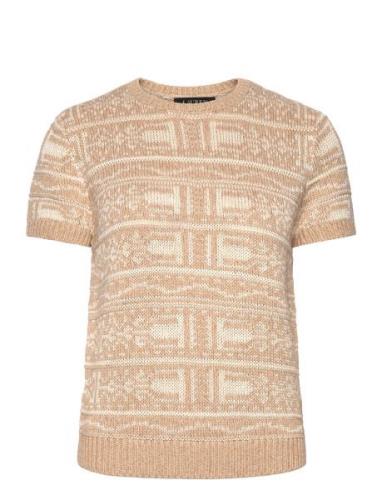 Lauren Ralph Lauren Geo-Motif Short-Sleeve Sweater Beige