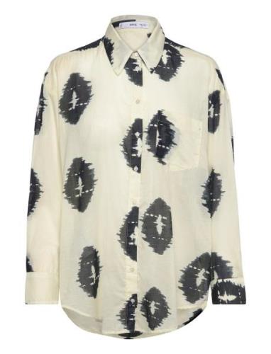 Mango Semi-Transparent Printed Shirt Kräm