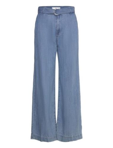 Mango Flowy Wideleg Trousers With Belt Blå