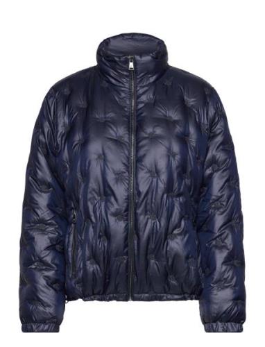 Lauren Ralph Lauren Logo Quilted Funnelneck Down Coat Marinblå