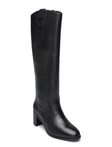 Lauren Ralph Lauren Carla Burnished Leather Ridingtk! Boot Svart