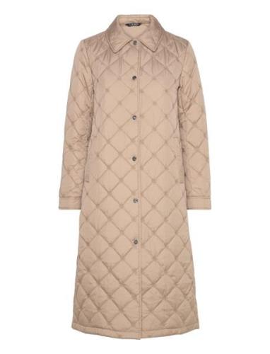 Lauren Ralph Lauren Diamond-Quilted Long Coat Beige