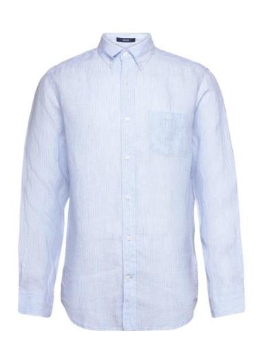 GANT Reg Linen Stripe Shirt Blå