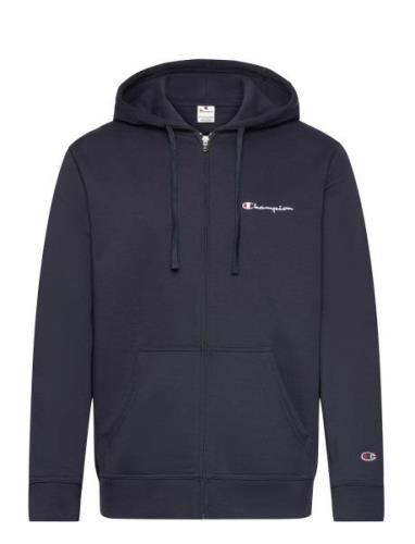 Champion Full Zip Hoodie Sweatshirt Marinblå