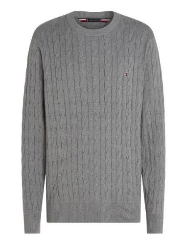 Tommy Hilfiger Classic Cotton Cable Crew Neck Grå