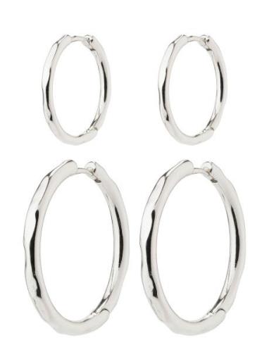 Pilgrim Eve Hoop Earrings 2-In-1 Set Silver