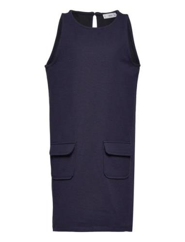 Mango Knitted Pinafore Dress Marinblå