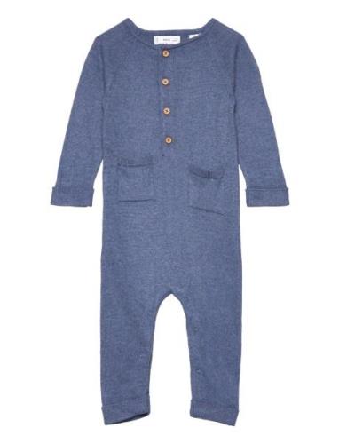 Mango Cotton-Knit Jumpsuit Blå