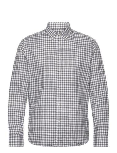 Mango Gingham Check Cotton Shirt Grå