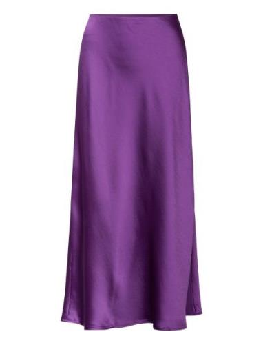 Mango Midi Satin Skirt Lila