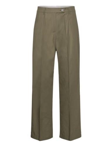 Mango Wideleg Pleated Trousers Grön