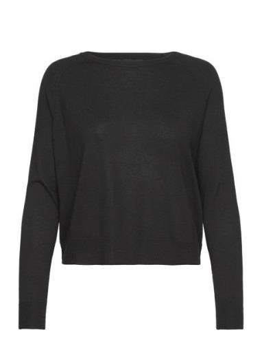 Mango Fine-Knit Round-Neck Sweater Svart