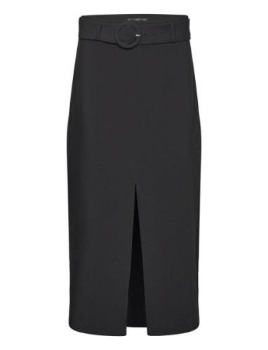 Mango Skirt With Slit And Belt Svart