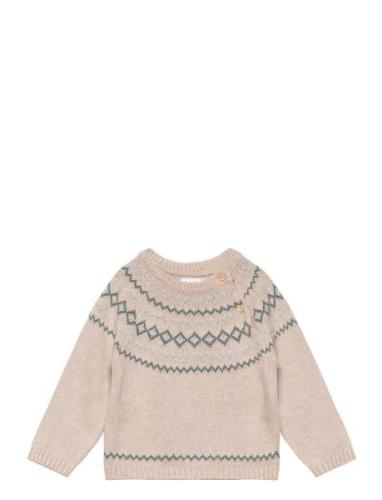 Mango Contrasting Knit Sweater Beige