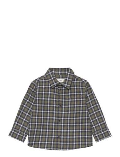 Mango Regular-Fit Check Shirt Khaki Green