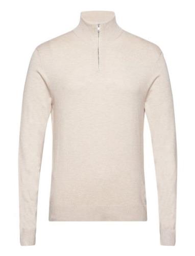 Lindbergh Half Zip Mélange Knit Beige