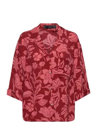 Mango Floral Short-Sleeved T-Shirt Rosa