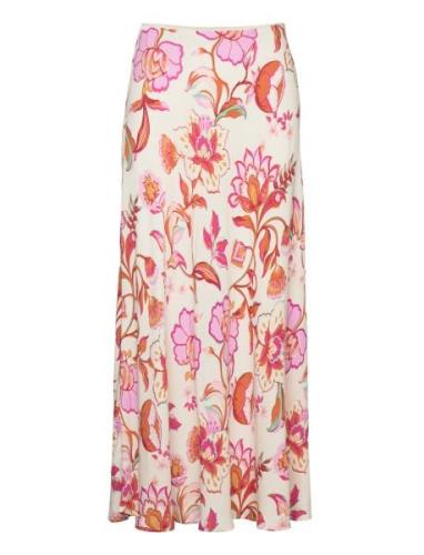 Mango Floral Long Skirt Kräm