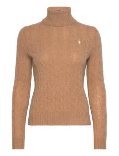 Polo Ralph Lauren Wool-Cashmere Cable Turtleneck Sweater Beige